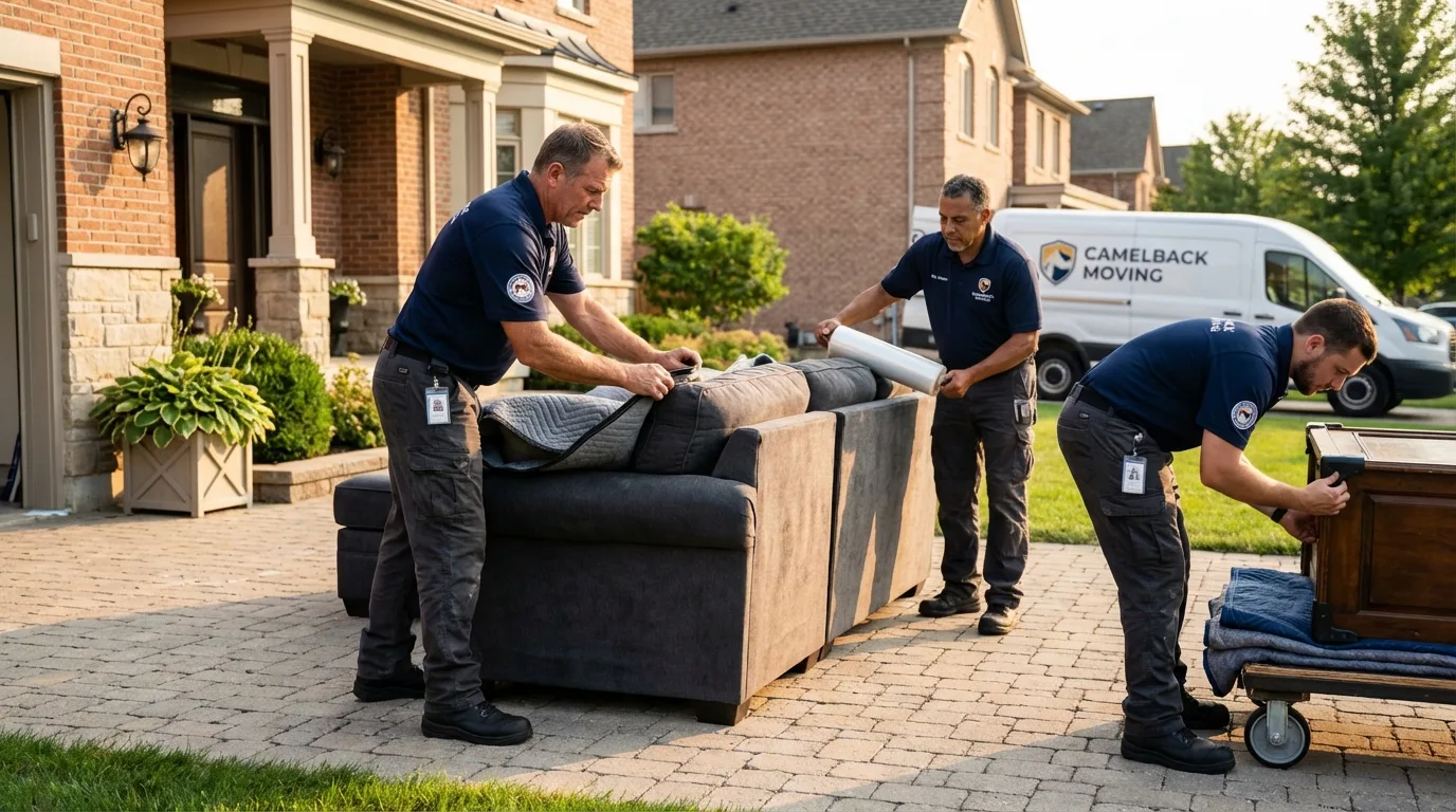 Large estate moving crew wrapping furniture in Middletown, CA